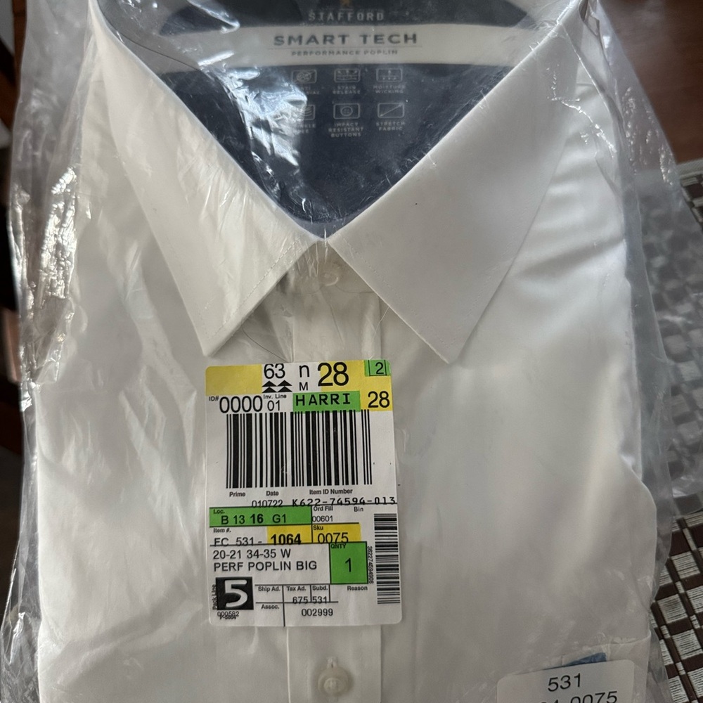 Stafford Smart Tech White Dress Shirt